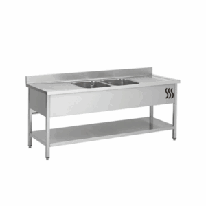 Plonge Inox 2 Bacs avec 2 Égouttoirs – Évier Professionnel - Matériel CHR