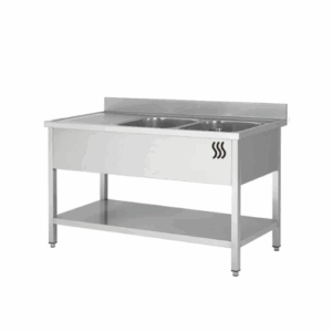 Plonge Inox 2 Bacs – Égouttoir Gauche – Évier Cuisine Pro