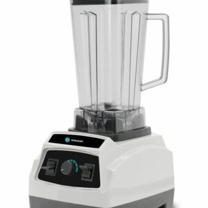 Mélangeur blender gris pro avec bol gradué pour smoothies et cocktails de luxe.