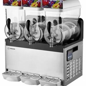 Machine à slush professionnelle 3 bacs pour granitas et boissons glacées.