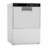 Lave-verres professionnel compact en inox avec porte frontale pour bar.