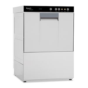 Lave-verres professionnel compact en inox avec porte frontale pour bar.