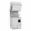 Lave-vaisselle industriel à capot Apach AC990DD en acier inoxydable avec doseurs.