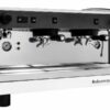 Machine à café semi-automatique professionnelle noire avec groupe de distribution haut et système multiphasé.