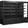 Arrière-bar réfrigéré 250cm en inox avec 4 portes pour stockage de boissons professionnel.